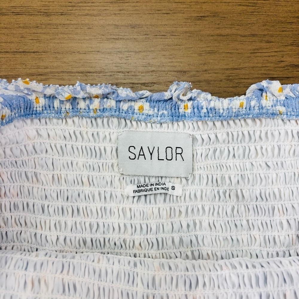 Saylor Amal Ruffle Smocked Skirt Baby Blue & White Size S - Picture 5 of 8
